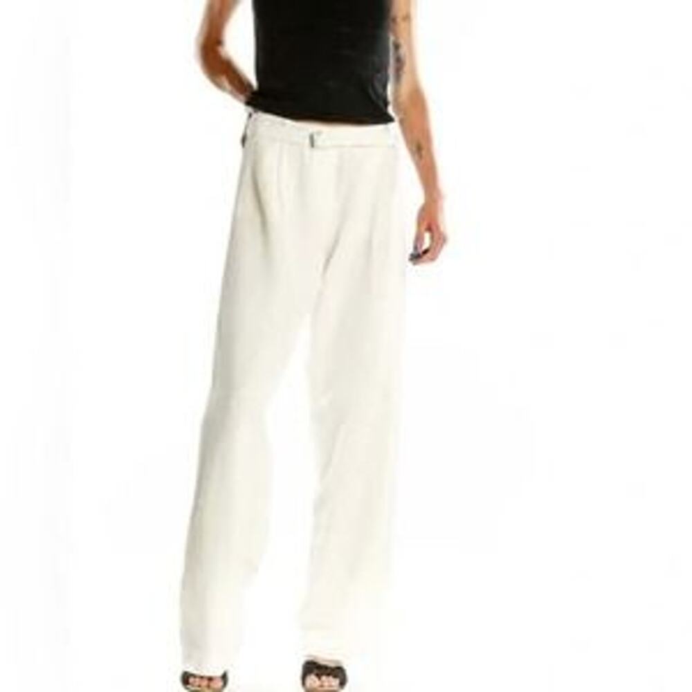 ATM White Pleated Wide Leg Pants Size 10